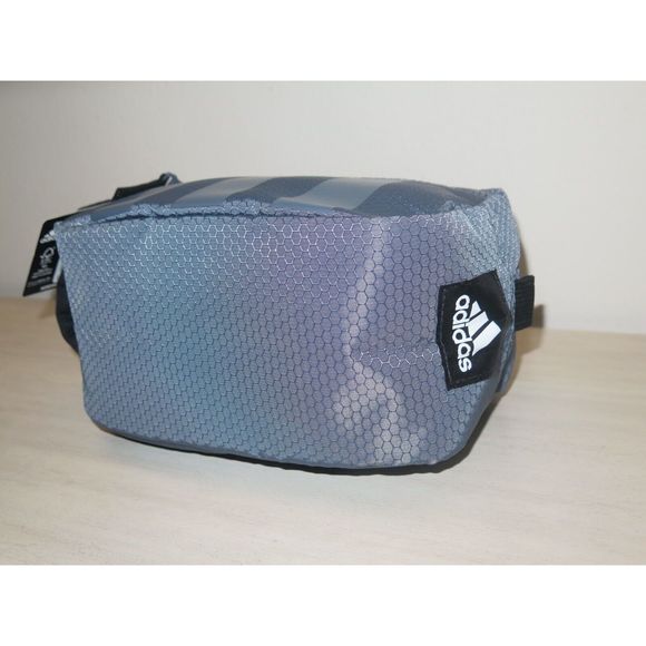 adidas LP6255 Men's Onix Gray Striped Zippered Toiletry Kit - Picture 5 of 10